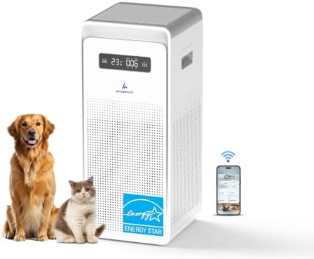 Pure Air PA6 Smart Wozoyo Air Purifier for Large Rooms, AHAM VERIFIDE, Covers 2723 ft², 363 CFM, HEPA, Filters PM2.5, Odors, PM Display, Turbo Mode, App & Voice Control by Wozoyo