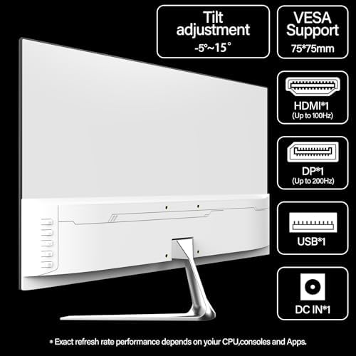 Gawfolk Gaming Monitor 24.5 Inch 200Hz 180hz FHD 1080P White Monitor - Image 4