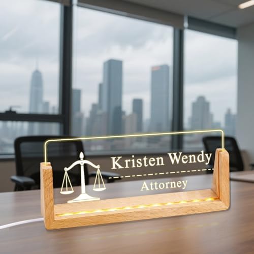 Ships Next Day, Custom Name Plate for Desk - The Lawyer Business Light Up Acrylic Desk Name Plate Personalized Lawyer Office Appreciation Gifts, Office Decor for Women Men by Unknown