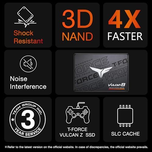 TEAMGROUP T-Force Vulcan Z 1TB SLC Cache 3D NAND TLC 2.5 Inch SATA III Internal Solid State Drive SSD, PC Upgrade (Read/Write Speed up to 550/500 MB/s) T253TZ001T0C101 - Image 7