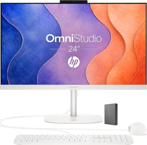 HP 24“ FHD OmniStudio All-in-One Desktop, 8GB DDR5 RAM, 512GB External and 128GB SSD, Intel Multi-cores, WiFi6, Keyboard & Mouse, Windows 11, Built for Home. by Unknown