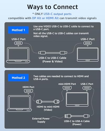 Yodoit Portable Monitor for Laptop 1920×1200 14" FHD Travel IPS Screen Display with USB Type C Port and Built-in Speakers with Cover Compatible with PC, MacBook, Xbox - Image 5