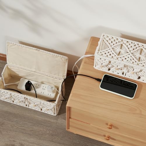 Cable Management Box Handmade Macrame Cord Storage Organizer - Image 7