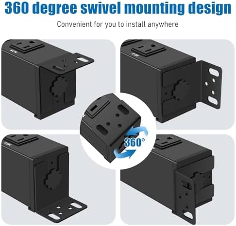 HHSOET 8 Outlet PDU Power Strip, 1U Rack Surge Protection, 6FT, Black, 2 - Image 6