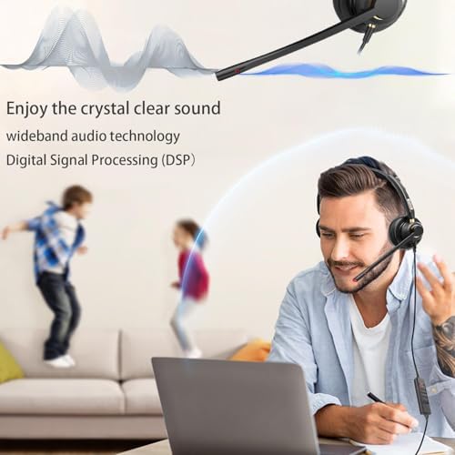 Arama USB Headset with Microphone for PC, Computer Headset with Microphone, Noise Cancelling Adjustable Volume Control Lightweight, for Laptop Business Skype UC Webinar Call Center Office(802) - Image 2