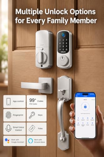 DESLOC B200 Smart Front Door Lock Handle Set, Fingerprint & App Control - Image 3
