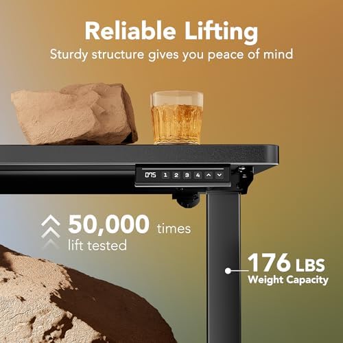 HUANUO 71x30 Inch Electric Standing Desk, Height Adjustable, Black - Image 4