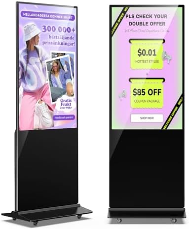 JIYANG 49 Inch Digital Signage Display Kiosk, Indoor Floor Standing LCD Advertising Display with Android Media Player, HDMI/USB/WiFi Input Auto Split Screen(Black by HomePage