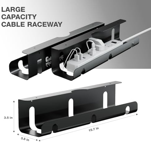 Under Desk Cable Management Tray, 2-Pack 16" Cable Raceway - Image 5