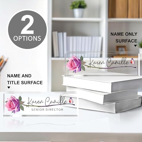 Custom Office Name Plate for Desk - Name Plate Personalized Gifts for Coworkers, Boss, Teacher, Social Worker - Acrylic Office Desk Decor for Women Men - Employee Appreciation Gifts (purple pink) - Image 4