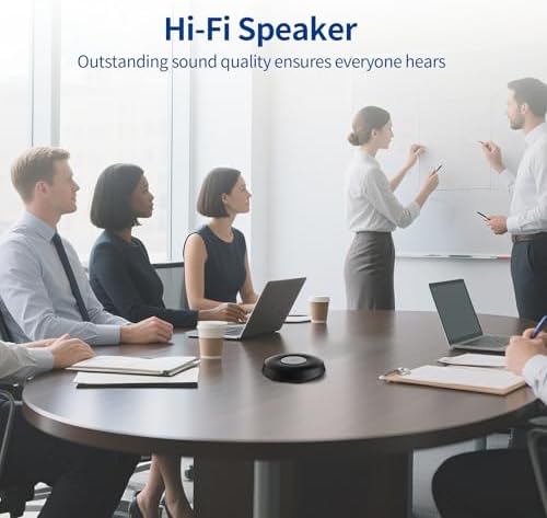 Bluetooth Conference Speakerphone, 4 Mics 360°Voice Pickup, Hi-Fi Speaker, USB Conference Speakerphone for Home and Office, Plug and Play, Wireless & Wired Conference Speakerphone - Image 4