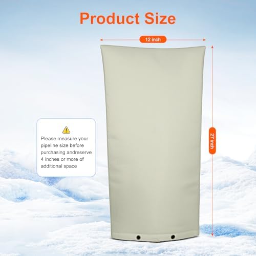 Backflow Preventer Cover 12" Wx27 H - 5°F Freeze Protection, 5-Layer Insulated Waterproof Sprinkler Valve Pouch, UV Resistant Winter Cover for Irrigation System - Image 2
