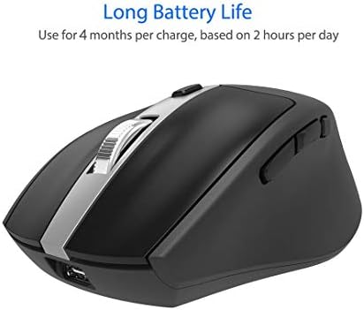 Arteck Wireless Bluetooth Mouse with Nano USB Receiver, Black, 4-Month Battery Life, Ergonomic Design - Image 5