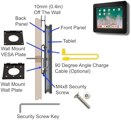 Anti-Theft Acrylic VESA Enclosure for Apple iPad mini 6 8.3" 2021 with Free Wall Mount Kit & 90-Degree Angle USB C Charge Cable (iPad mini 6 8.3", Red) - Image 5