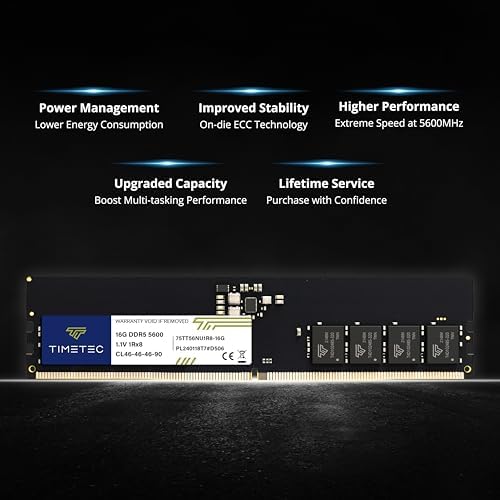 Timetec 32GB KIT(2x16GB) DDR5 5600MHz PC5-44800 Unbuffered Non-ECC 1.1V CL46 1Rx8 Sinlge Rank 288 Pin UDIMM Desktop Memory RAM Module Upgrade - Image 6