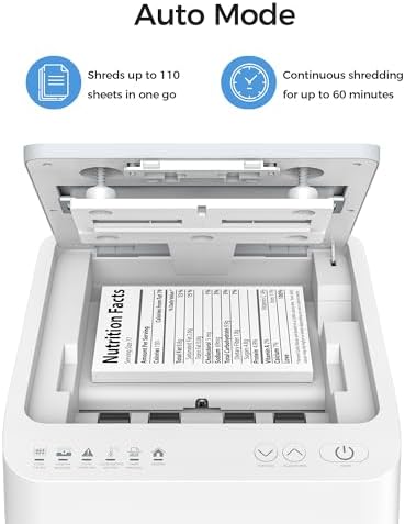 110-Sheet Micro-Cut Paper Shredder Auto Feed Shredders P-4 High Security for Home Office 6.8 Gallon Bin with Casters - Image 2