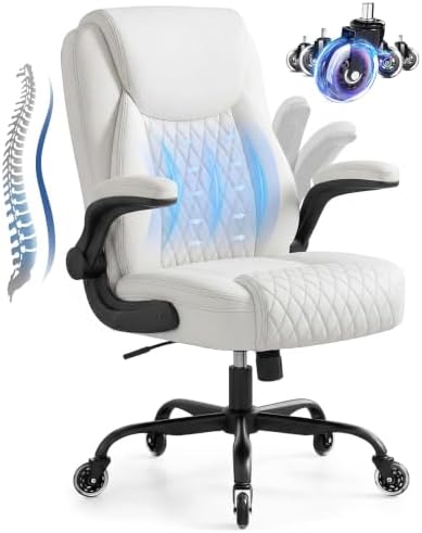 GTPOFFICE Executive Office Chair, Ergonomic PU Leather Desk Chair,Pro White by GTPOFFICE