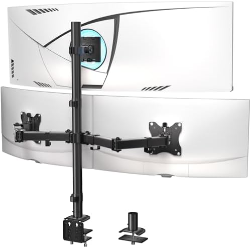 WALI Stacked Triple Monitor Mount for 49" Ultrawides and Dual 32" Monitors by WALI