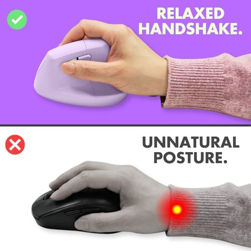 X9 Performance Wireless Vertical Ergonomic Mouse - (BT + 2.4Ghz) - Click in Comfort - Up to 4000 DPI, 6 Button, Rechargeable - Bluetooth Ergonomic Vertical Mouse Wireless - for Mac and PC - Purple - Image 3