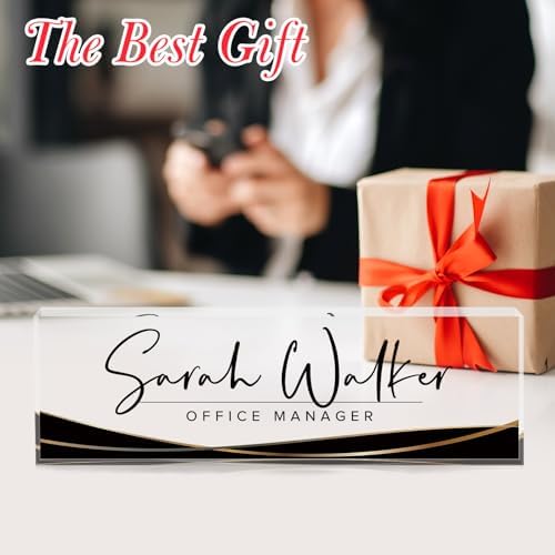 Custom Name Plate - Personalized Desk Name Plate - Acrylic Office Accessories - Appreciation Gifts for Coworkers, Employees, Teachers, Staff, Bosses - Office Decor for Women & Men (Black Curve) - Image 5