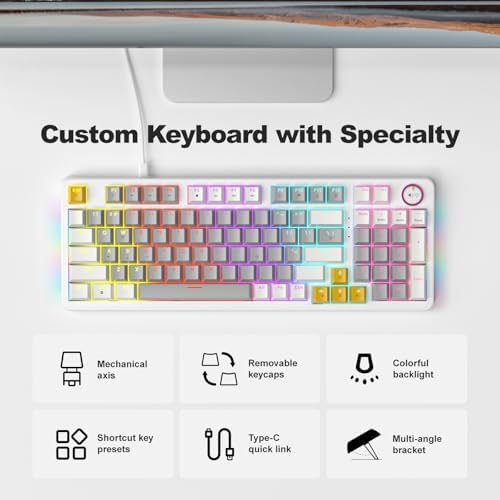 AK96 Mechanical Keyboard Smart Display & Knob, Top Mount 96% Wired Mechanical Keyboard USB-C, Hot Swappable, Software Support, Creamy Sounding, 96 Keys(Grey) - Image 4