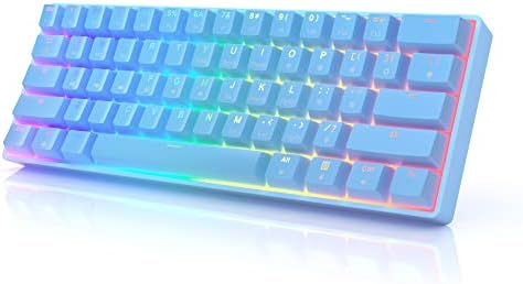 HK GAMING GK61 Mechanical Gaming Keyboard - 61 Keys Multi Color RGB Illuminated LED Backlit Wired Programmable for PC/Mac Gamer (Gateron Optical Red, Blue) by HKGaming