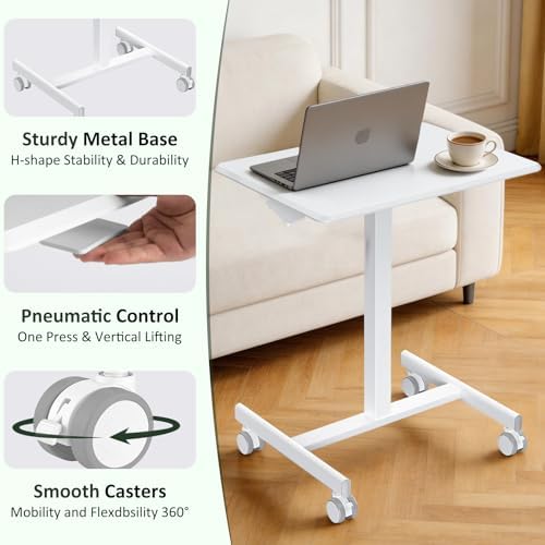 Mobile Standing Desk with Wheels, Small Rolling Desk Adjustable Height - Image 3
