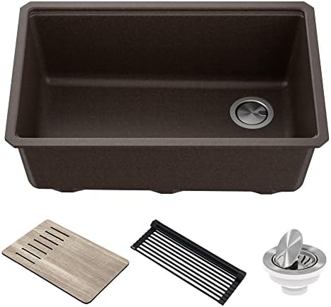 KRAUS Bellucci Workstation 30-inch Undermount Granite Composite Single Bowl Kitchen Sink in Metallic Brown with Accessories, KGUW2-30MBR by Unknown