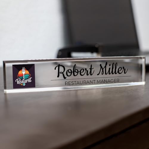 Signs ByLITA Customizable Full Color Acrylic Desk Sign – Upload Your Logo or Photo, Personalized Name Plate 2" x 10" Office Desk Décor - Image 6