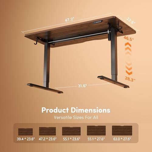 FEZIBO Standing Desk 48 × 24 Inch Electric Height Adjustable, Black Walnut - Image 3