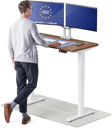 Desktronic HomePro Standing Desk 48x24 — Made in Europe, Ergonomic Sit Stand Home Office Desk, Electric Height Adjustable, Dual Motor, USB & USB-C Charging, Wobble-Free, Touchscreen, 3 Memory Presets by Desktronic