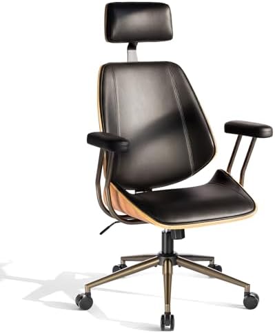 High Back Ergonomic Office Chair, with Headrest & Arms, Black by BERYTH