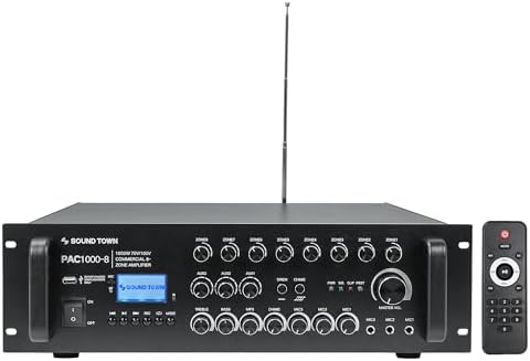 Sound Town 70V/100V Commercial Power Amplifier (PAC1000-8) by SOUNDTOWN