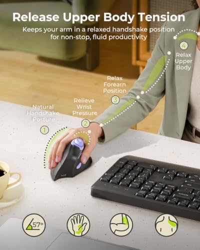 seenda MOU-302 Wireless Bluetooth Ergonomic Vertical Mouse with Volume Knob - Image 3