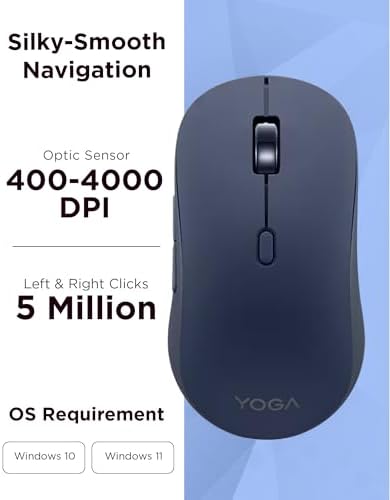 Lenovo Yoga Bluetooth Silent Mouse, 3 Level DPI Adjustment, 36 Month Battery Life, Bluetooth 5.3, 3 Device Paring, Whisper Quiet, Programmable Buttons, Smooth Finish, Cosmic Blue - Image 4