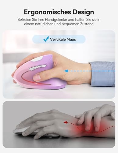 TECKNET Ergonomic Mouse Wireless, Rechargeable Vertical Mice Right Hand - Image 3
