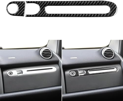 Real Black Carbon Fiber Car Co-Pilot Glove Storage Box Handle Switch Keyhole Panel Trim Sticker Compatible with Benz Smart Fortwo 2011 2012 2013 2014 2015 Auto Interior Accessories 2pcs by PJFUS