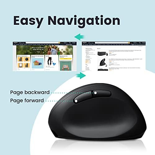 Perixx PERIMICE-819B Bluetooth Portable Vertical Mouse - Wireless 3-in-1 Multi-Device Spec - Silent-Click - Portable Compact Size - Black - Right Handed - Image 7