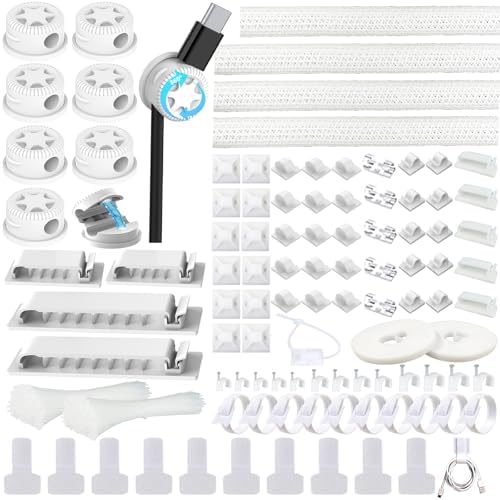 ELII 328Pcs White Cable Management Kit, 8 Magnetic Cable Clips by OfficeArtCraftsProducts