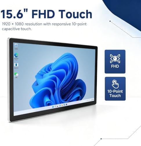 N15L6 All-in-One Industrial Panel PC, 15.6" FHD Touchscreen Computer, Windows 11 Pro, Intel N5095, 8+128GB, Fanless HMI PC, IP65 Front Panel, Dual RS232 for Machine Control & Factory Automation - Image 3