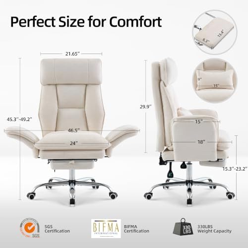 TonghuaS Big and Tall Cross Legged Office Chair, Flip Armrests ＆ Foot Rest - Image 2