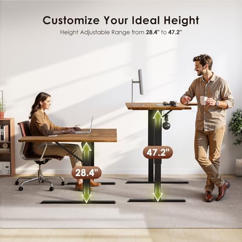 OffiGo 55 Inch Reversible L Shaped Electric Standing Desk, Rustic Brown - Image 4