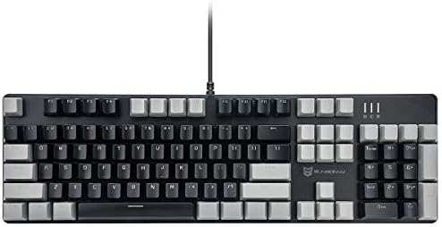 Merdia LED Backlit Full Size Wired Mechanical Gaming Keyboard | Black Switch 104 Keys US Layout Hot Swappable Full Size Mechanical Keyboard | White LED Backlit PC Gaming Keyboards (Black & Grey Color) by Merdia