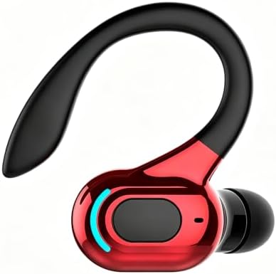 Wireless Headset Business Headphones,Waterproof Hanging Single Ear Earbuds,Mono Wireless Headset Noise Cancelling Sports Wireless Earpiece with Mic for Smart Phones (Red) by YourBestChoose