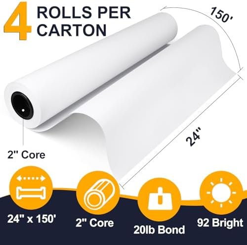 VOISEN Wide Format Paper, 4 Rolls Plotter Paper 24 In x 150 Ft - Image 2