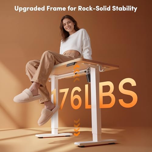 FEZIBO 32" Small Electric Standing Desk Height Adjustable Desk, Maple - Image 4