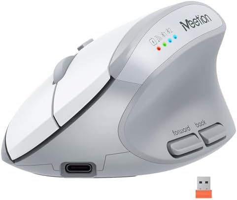 MEETION Ergonomic Vertical Mouse, Wireless Bluetooth Mouse - White by MEETION