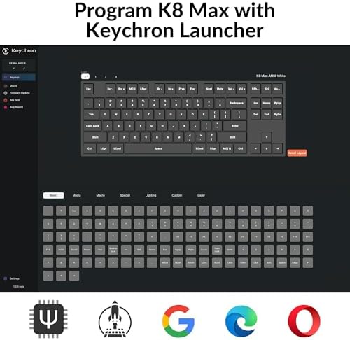 Keychron K8 Max TKL Mechanical Keyboard Wireless, 87 Keys QMK 2.4 GHz/Bluetooth 5.1/Wired Connection, White Backlit with Programmable Keychron Super Red Switch for macOS Windows Linux - Image 5