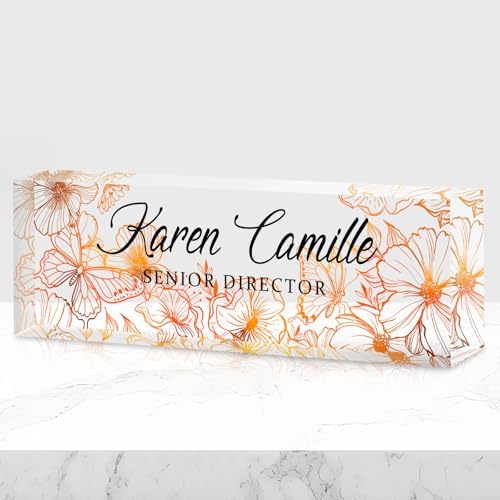 Custom Office Name Plate for Desk - Name Plate Personalized Gifts for Coworkers, Boss, Teacher, Social Worker - Acrylic Office Desk Decor for Women Men - Employee Appreciation Gifts (golden) by EveryBaositycraftsgiftisone-of-a-kind%E2%80%94exclusivelycraftedforyou