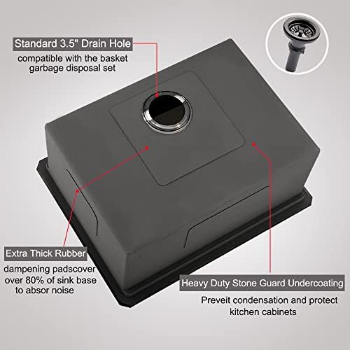 24 Inch Undermount Kitchen Sink Black - Image 6